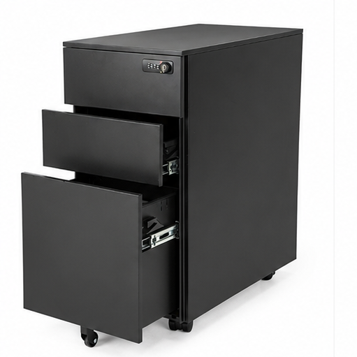 Pedestal - Mobile – 3 Drawer - Black